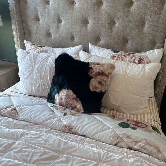 Upholstered Bed with Mattress & 5 Pillows, Comforter and Sheets