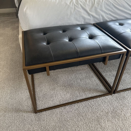 Four Hands Oxford Leather Ottoman