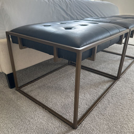 Four Hands Oxford Leather Ottoman