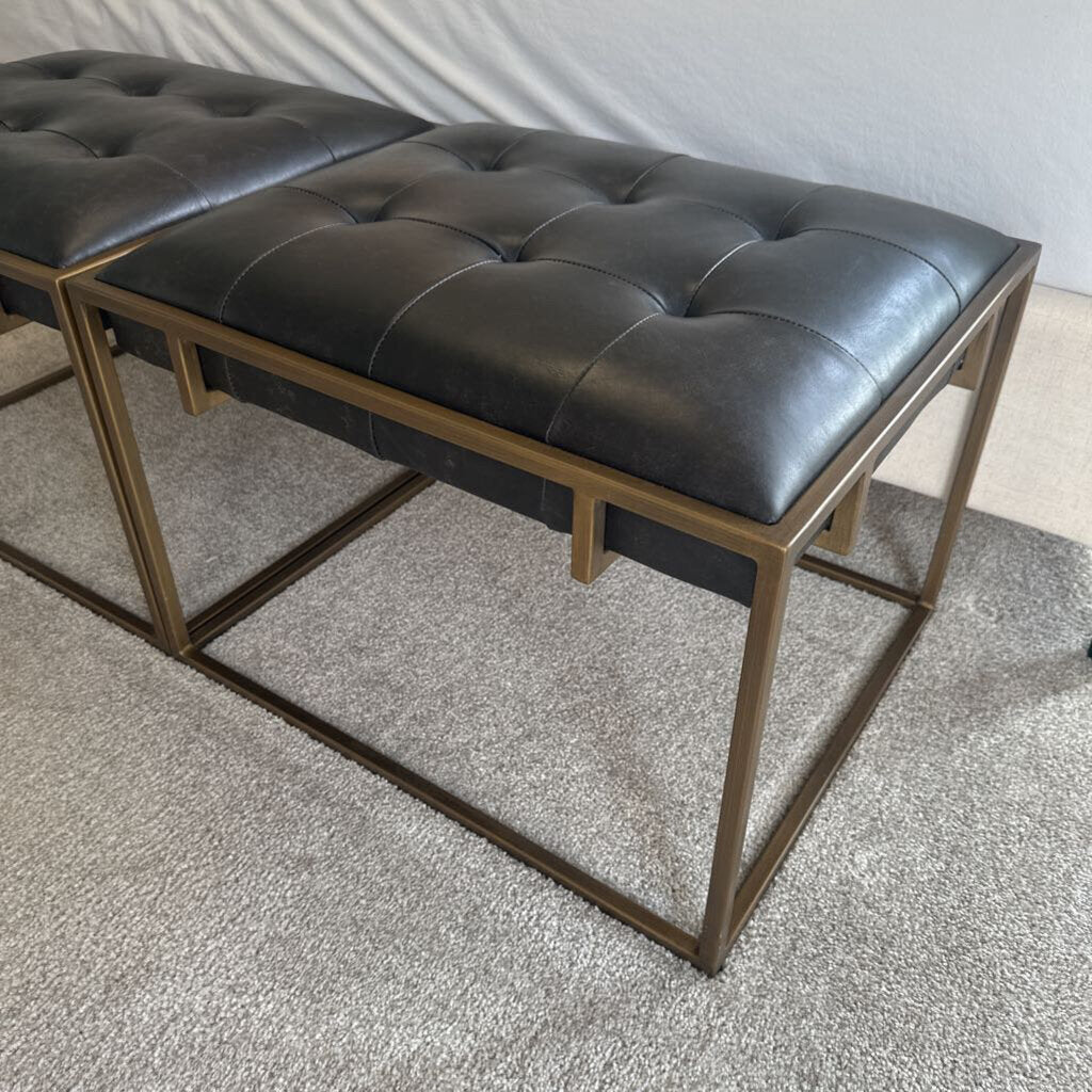Four Hands Oxford Leather Ottoman
