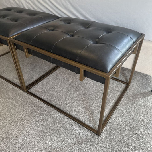 Four Hands Oxford Leather Ottoman