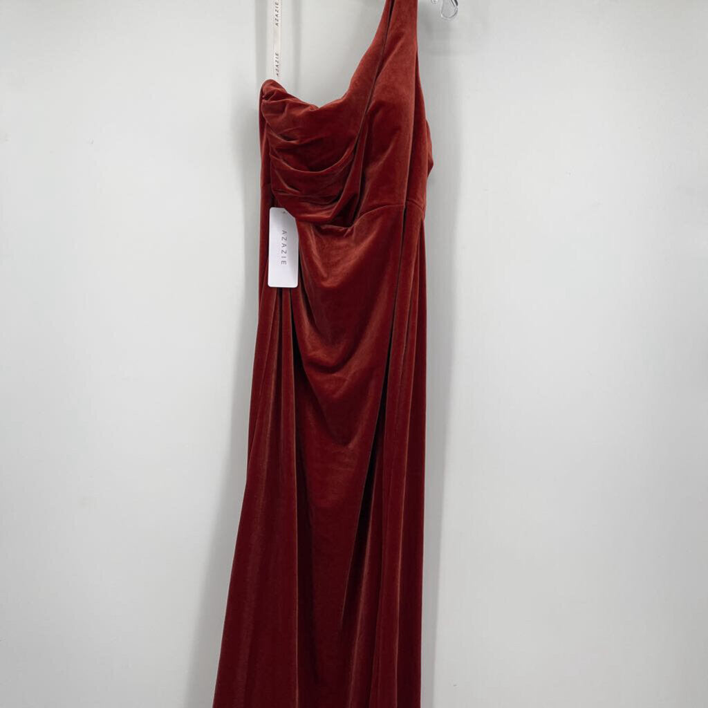 Azazie One Shoulder Velvet Dress