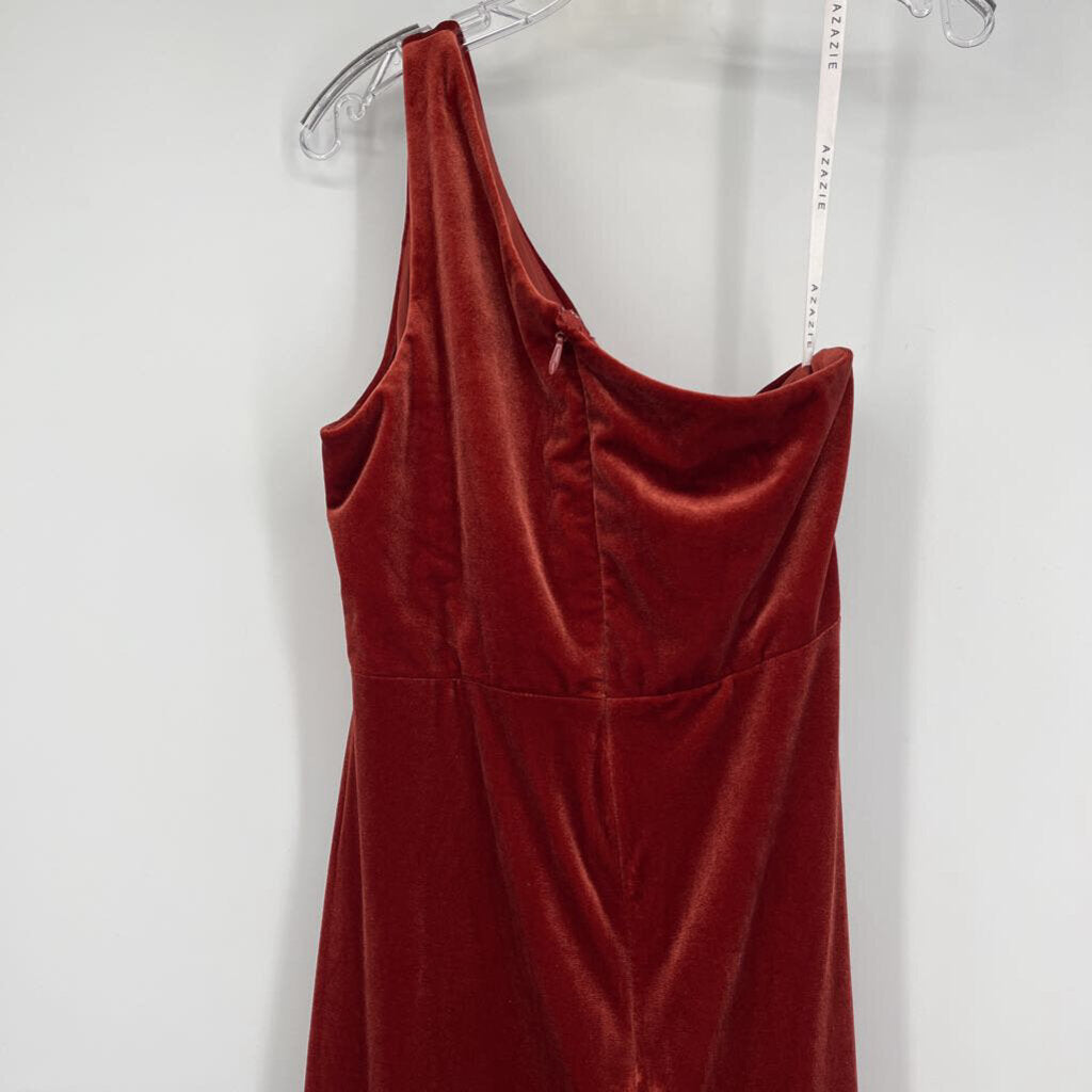 Azazie One Shoulder Velvet Dress