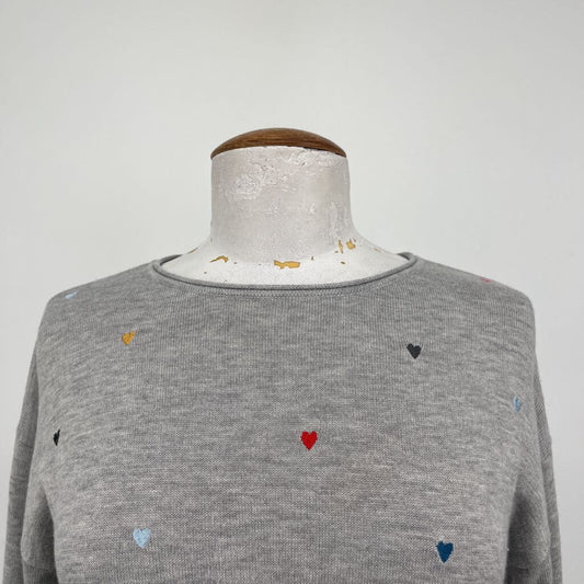 L/s Heart Embroidered Sweater