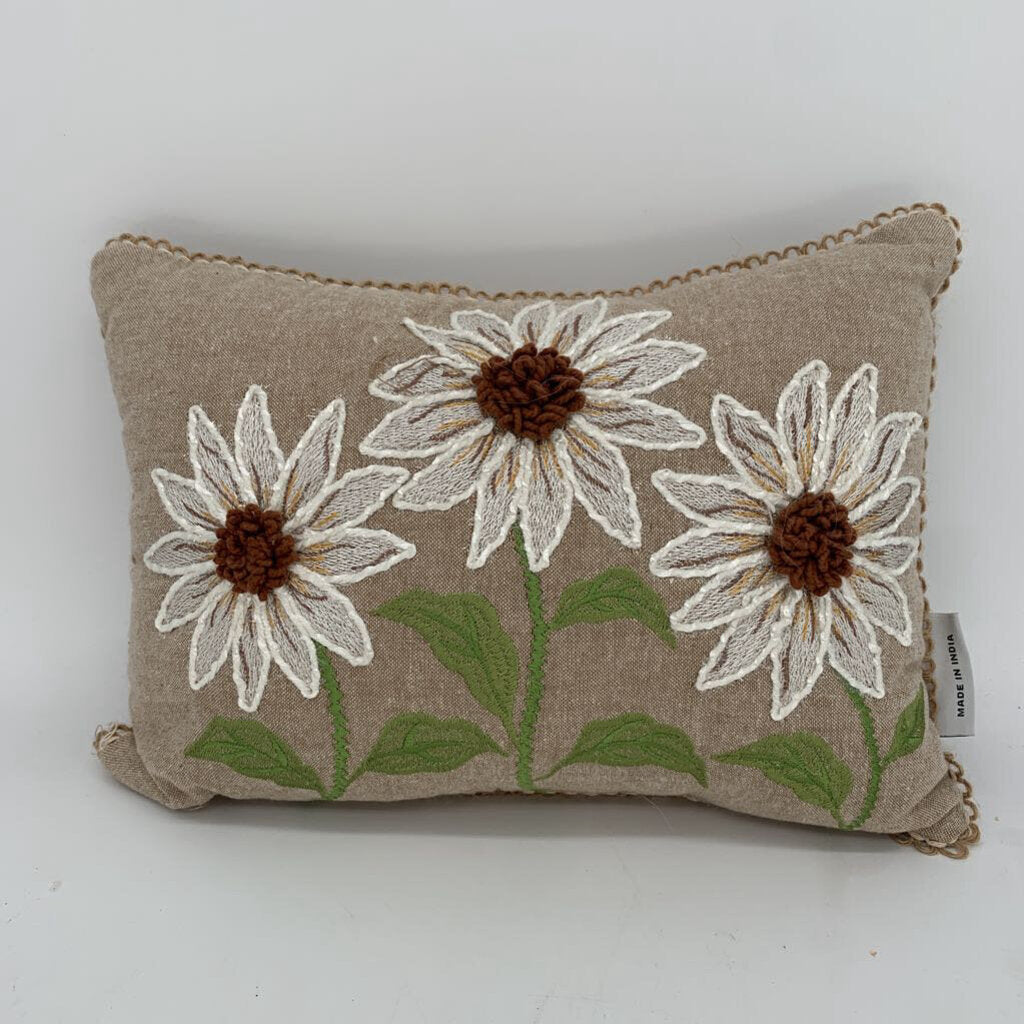 Floral Embroidered Pillow