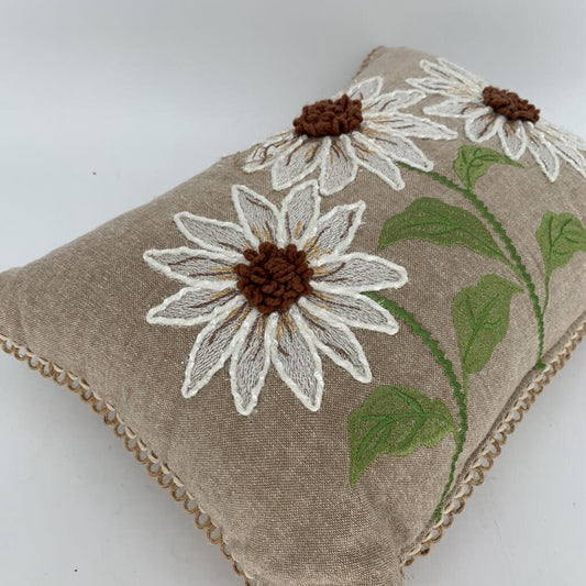 Floral Embroidered Pillow
