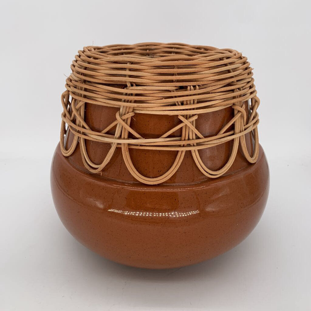 Ceramic Bowl w/ Rattan