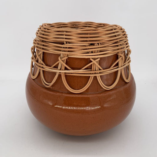 Ceramic Bowl w/ Rattan