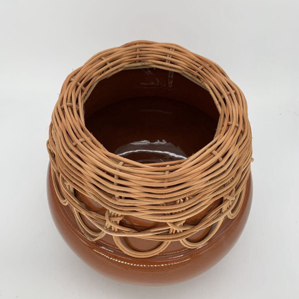 Ceramic Bowl w/ Rattan