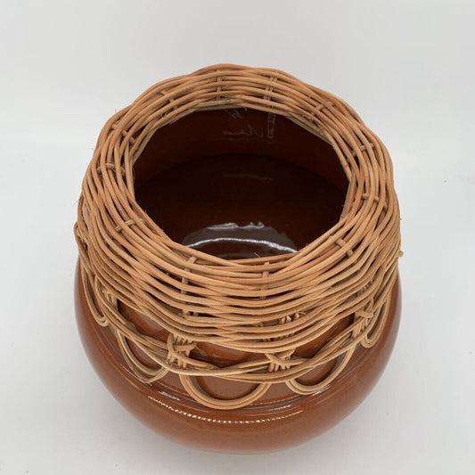 Ceramic Bowl w/ Rattan
