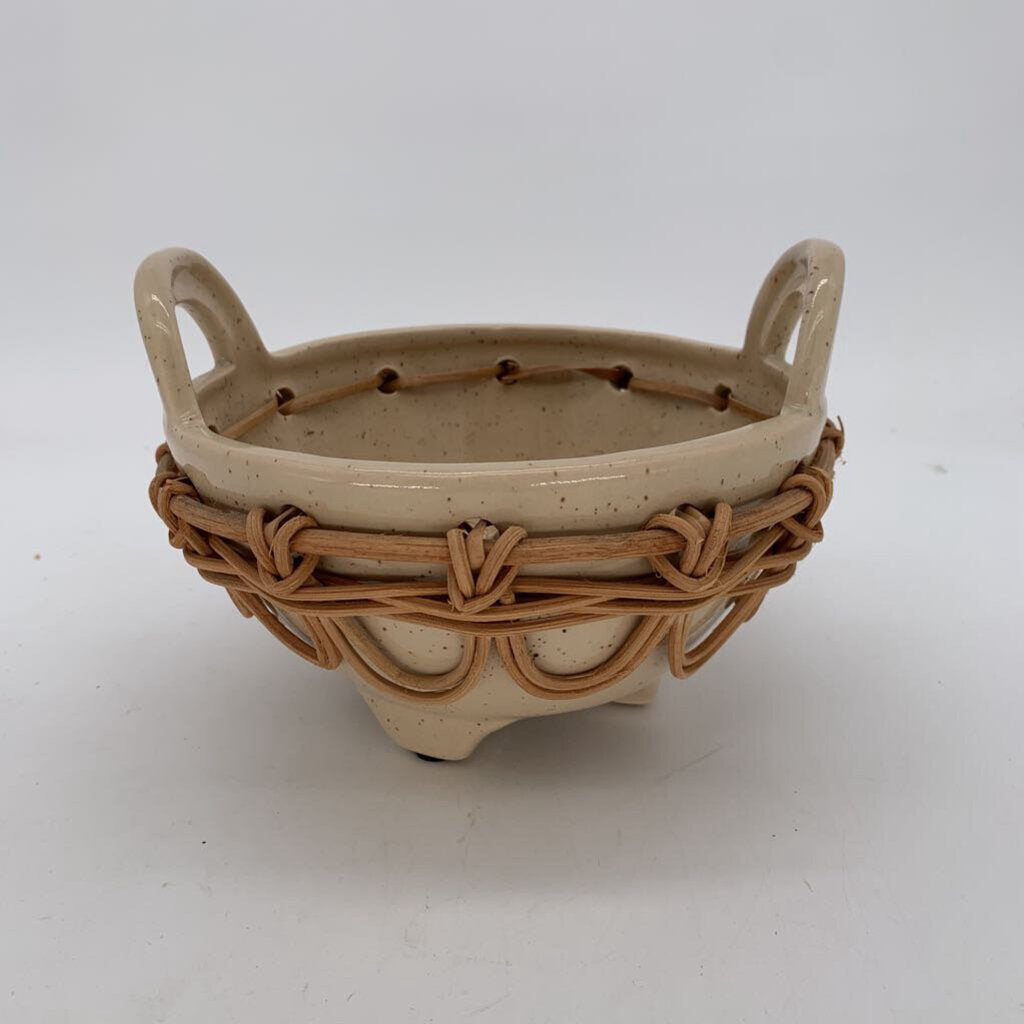 Ceramic Bowl w/ Rattan