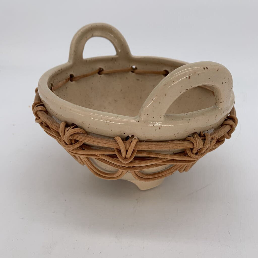 Ceramic Bowl w/ Rattan