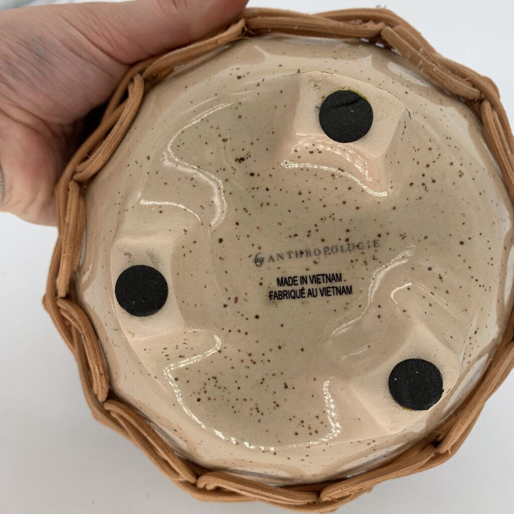 Ceramic Bowl w/ Rattan