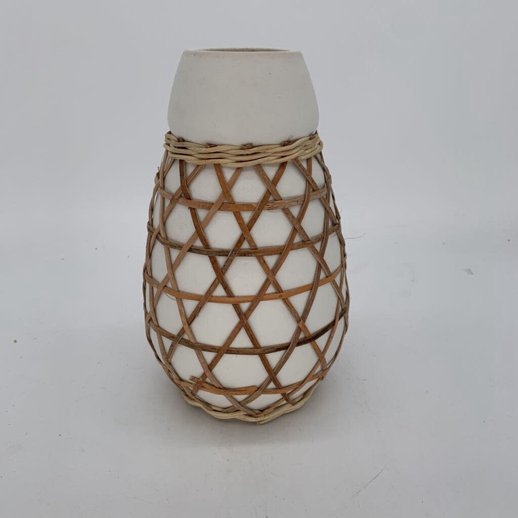 Ceramic Vase w/ Rattan