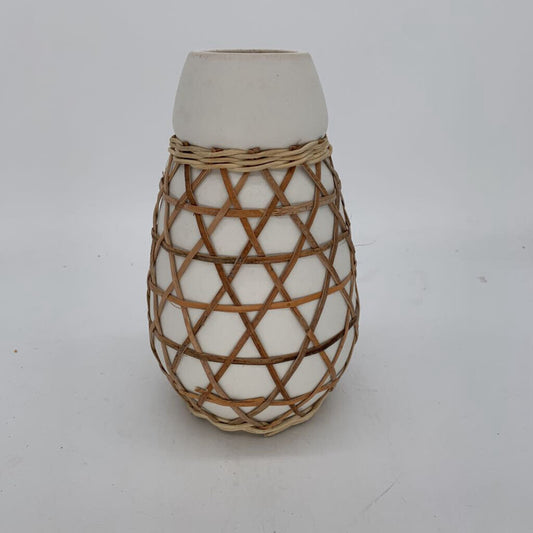 Ceramic Vase w/ Rattan