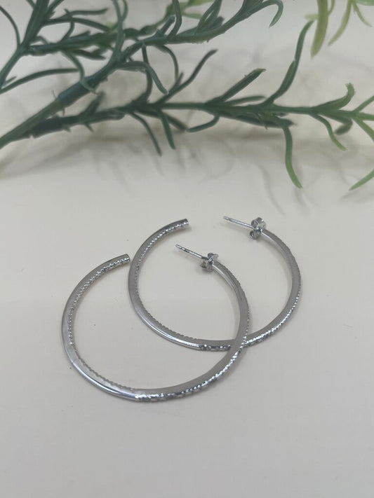 Sterling/Diamond Hoops