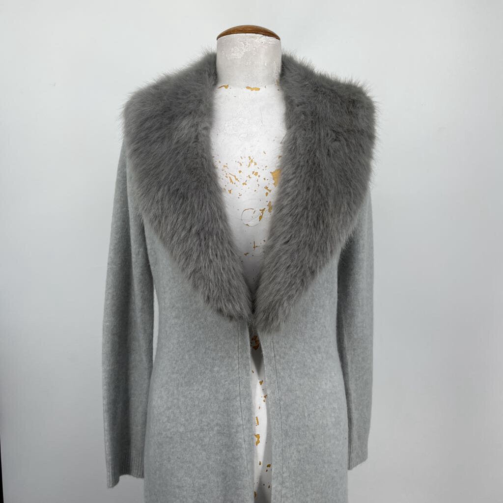 WHBM Faux Fur Trim Cardigan