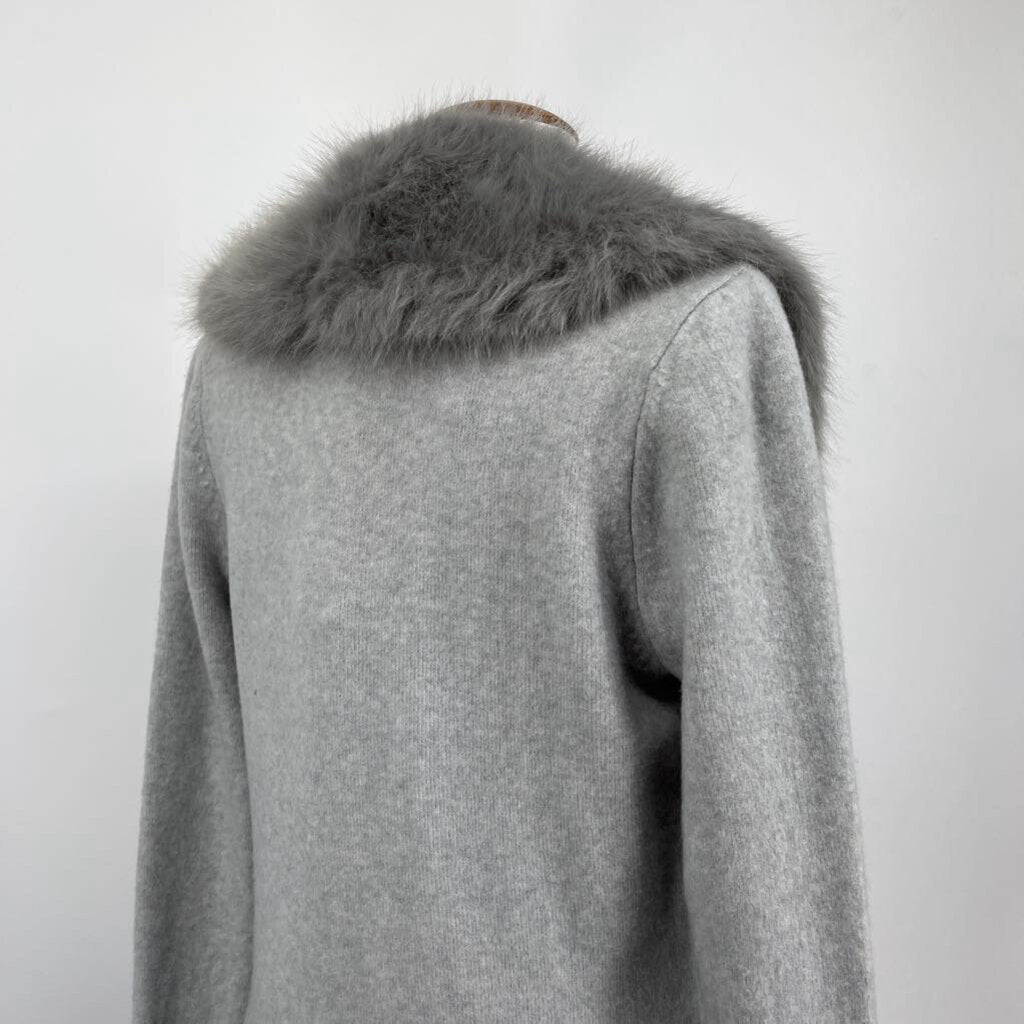 WHBM Faux Fur Trim Cardigan