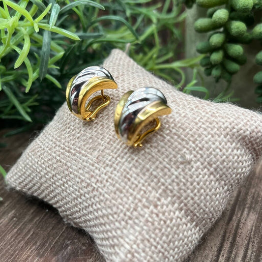 14k Yellow and White Gold Earrings