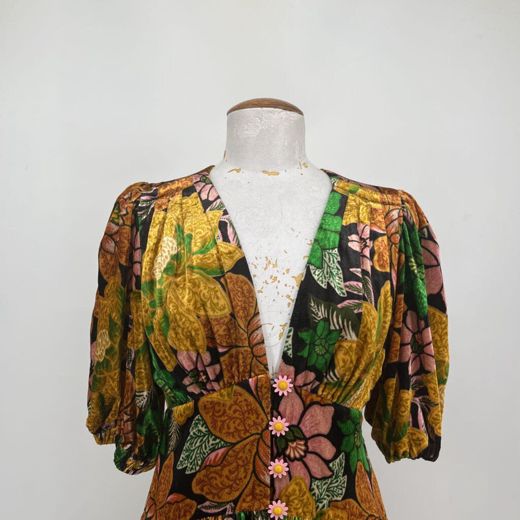 Farm Rio Velvet Floral Maxi Dress