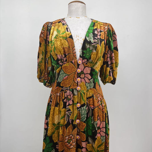 Farm Rio Velvet Floral Maxi Dress