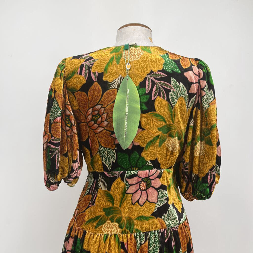 Farm Rio Velvet Floral Maxi Dress