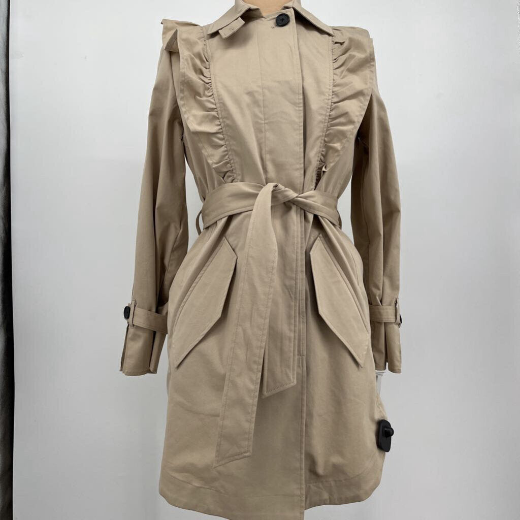 Joie Ruffle Trim Trench Coat
