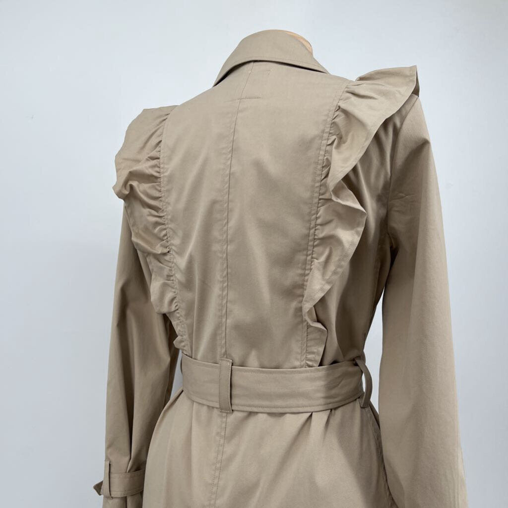 Joie Ruffle Trim Trench Coat