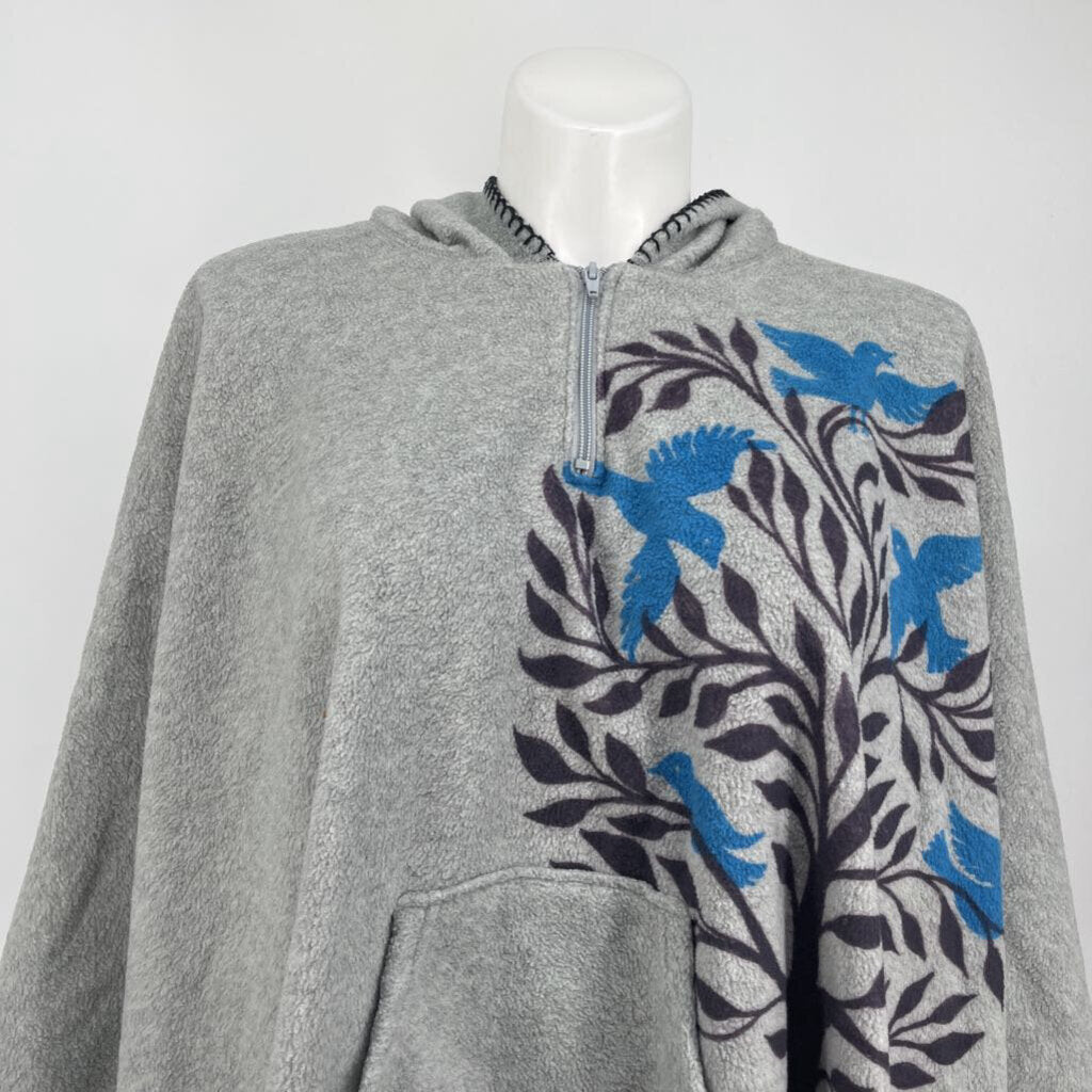 Green 3 Fleece Poncho