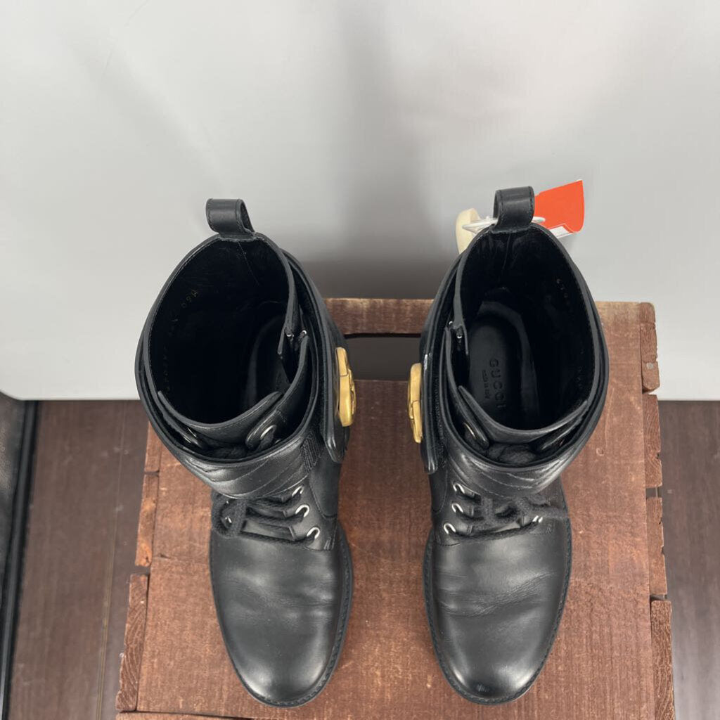 Gucci Logo Lace Up Boots