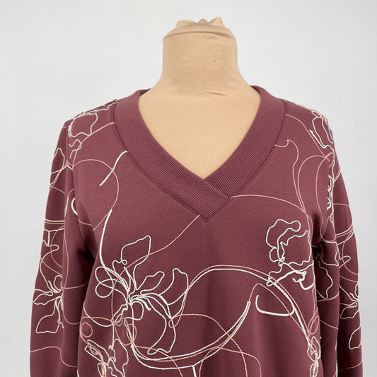 Chicos Floral Embroidered Sweatshirt