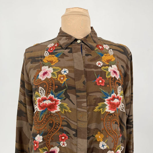 Johnny Was Workshop Floral Silk Shirt