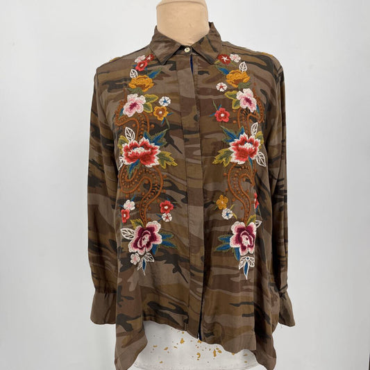 Johnny Was Workshop Floral Silk Shirt