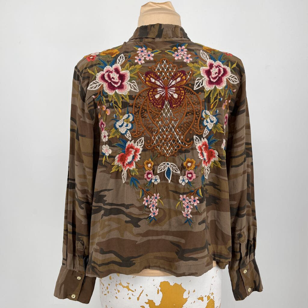 Johnny Was Workshop Floral Silk Shirt