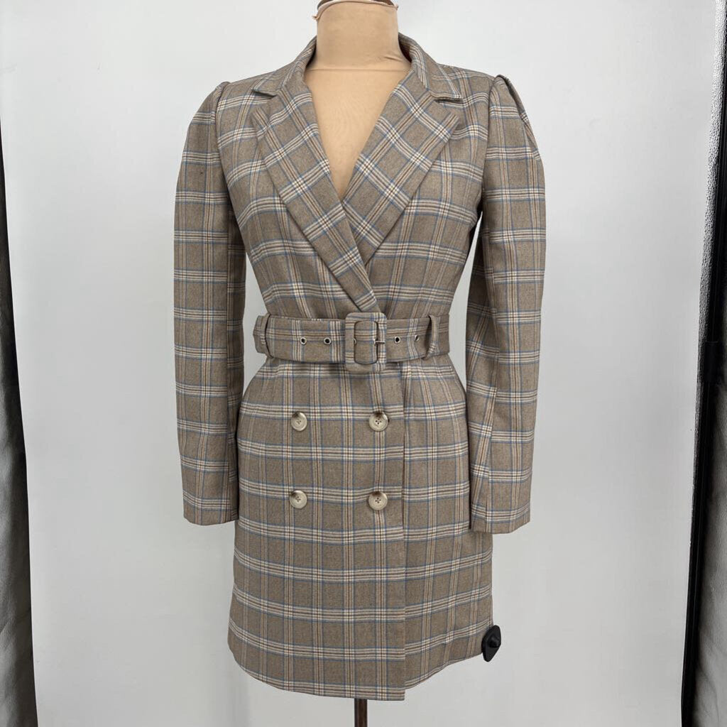 Adelynrae Plaid Blazer-Dress