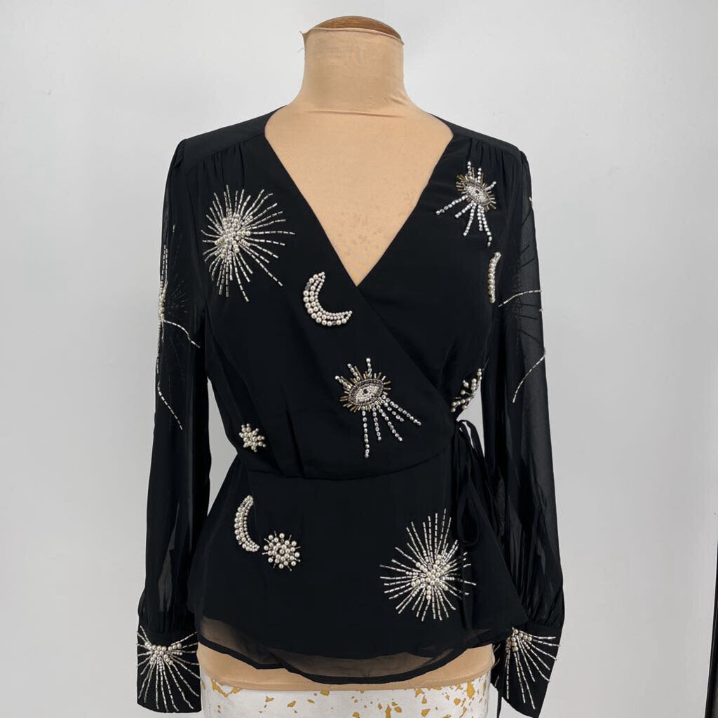 Hope & Ivy Beaded Wrap Shirt