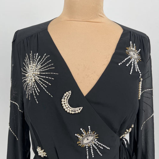 Hope & Ivy Beaded Wrap Shirt