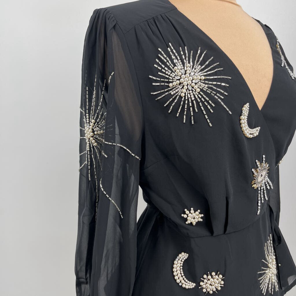 Hope & Ivy Beaded Wrap Shirt