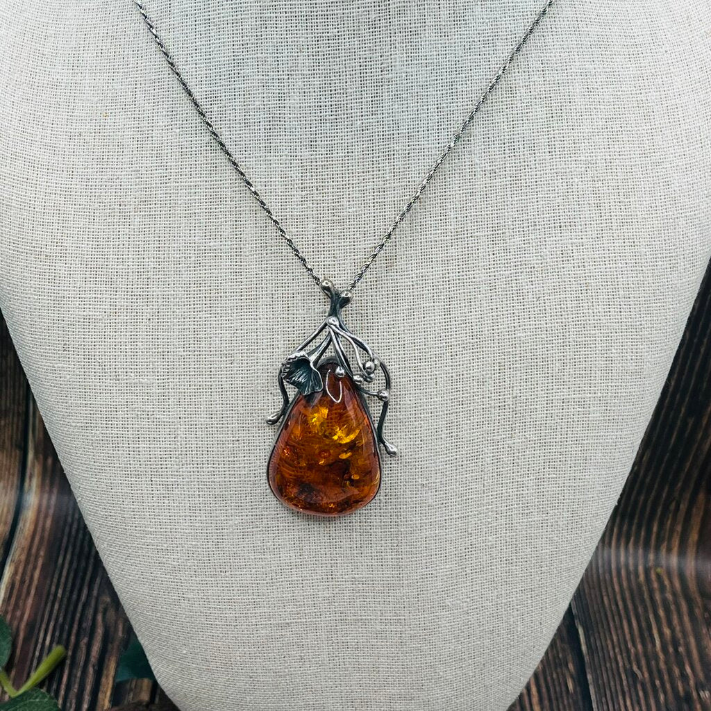 Ster Amber Pndnt Ncklc