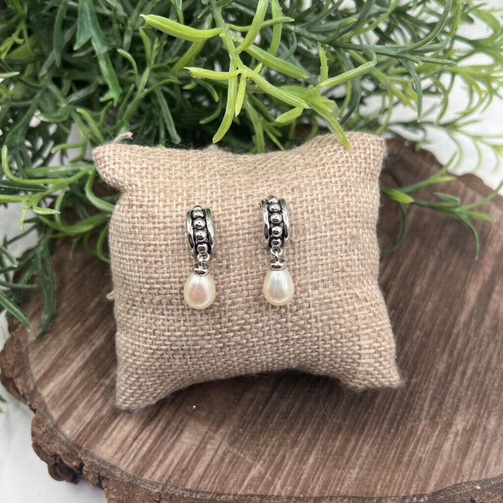 Huggie Pearl Drop Earrings