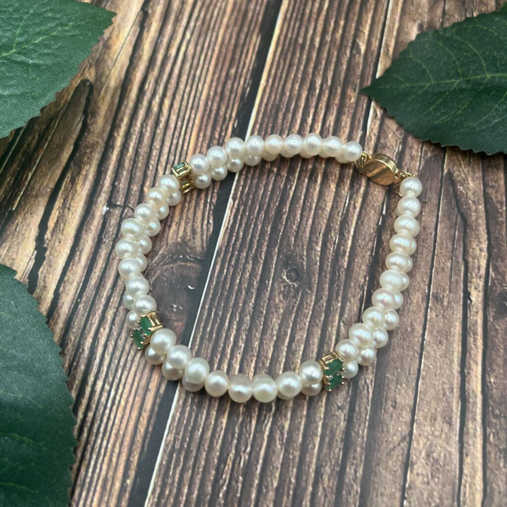 14k Pearl & Gem Bracelet