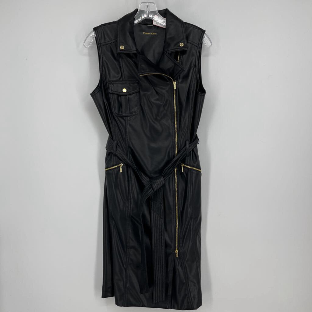 Calvin Klein Slvls Faux Leather Dress