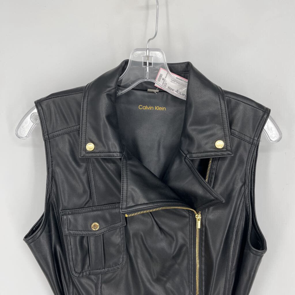 Calvin Klein Slvls Faux Leather Dress