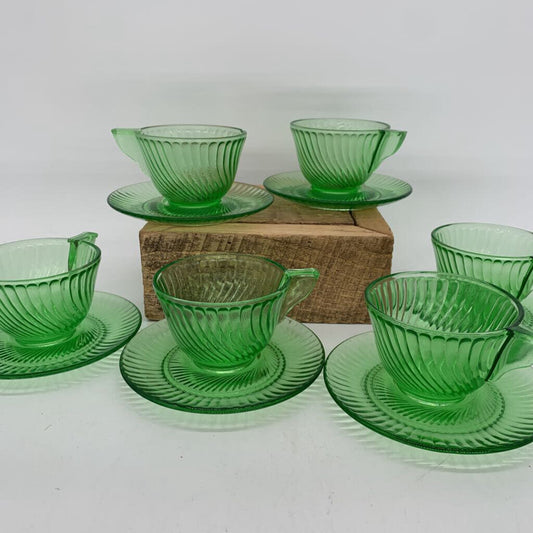 Uranium Glass Cups and Saucer
