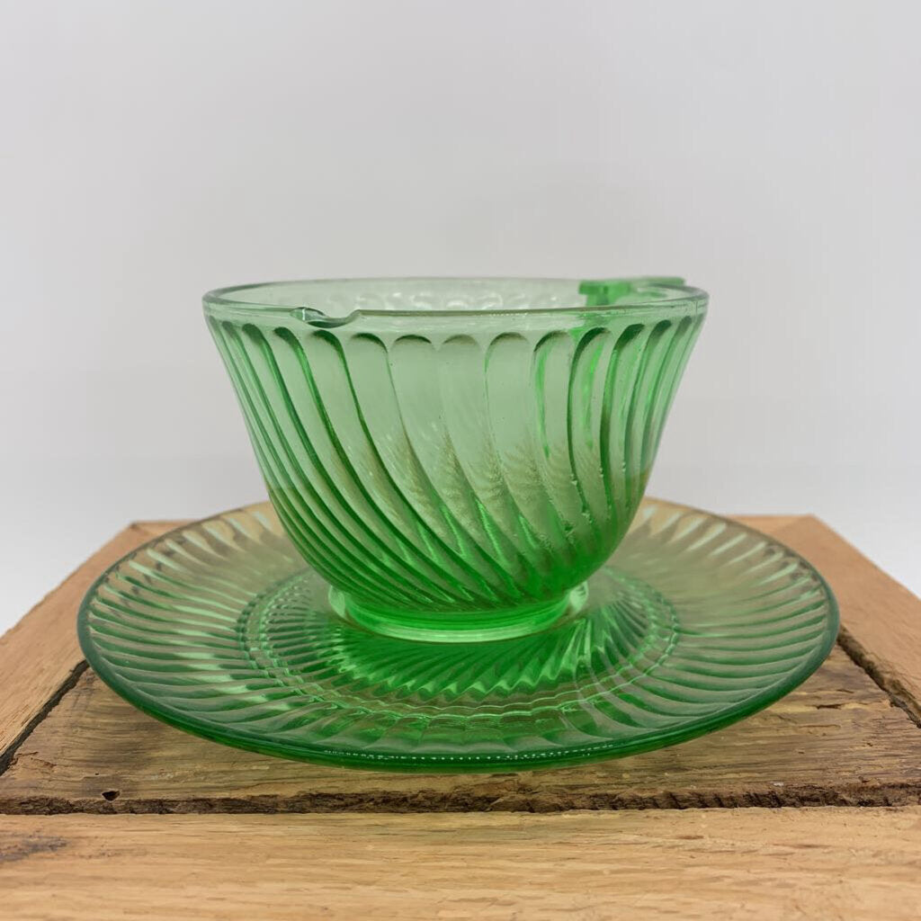 Uranium Glass Cups and Saucer