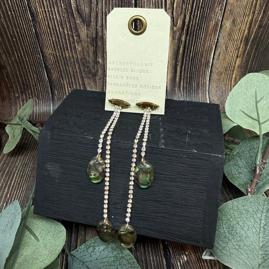 Anthropologie Rhinestone Tassel Earrings