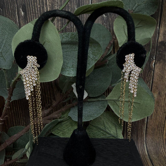 Anthropologie Rhinestone Chain Earrings