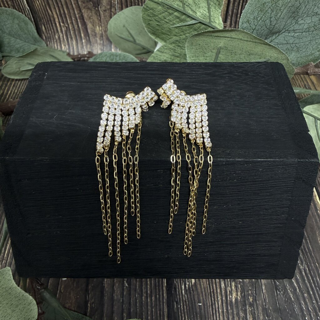 Anthropologie Rhinestone Chain Earrings