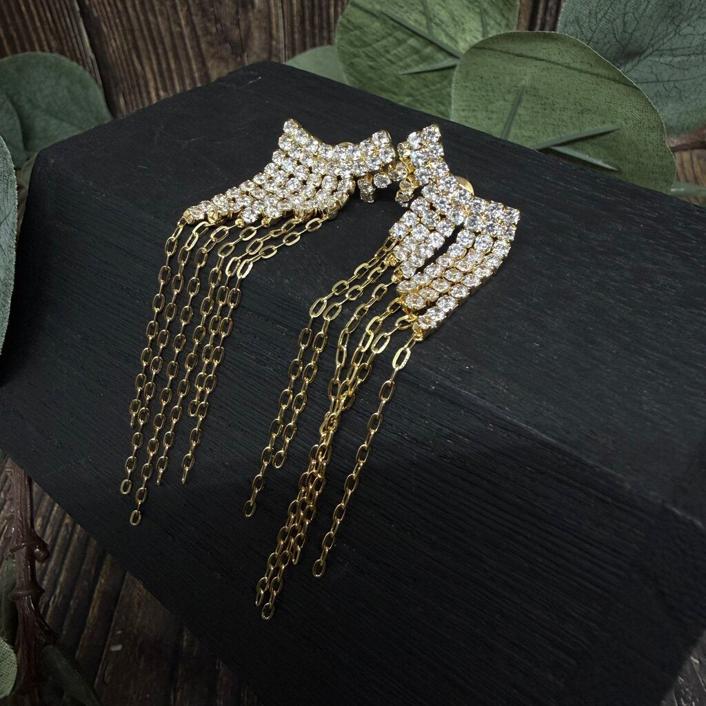 Anthropologie Rhinestone Chain Earrings
