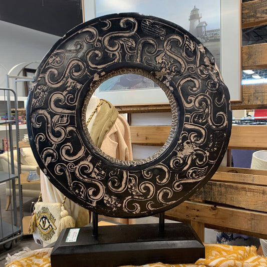 Orrnate Carved Circle on Stand